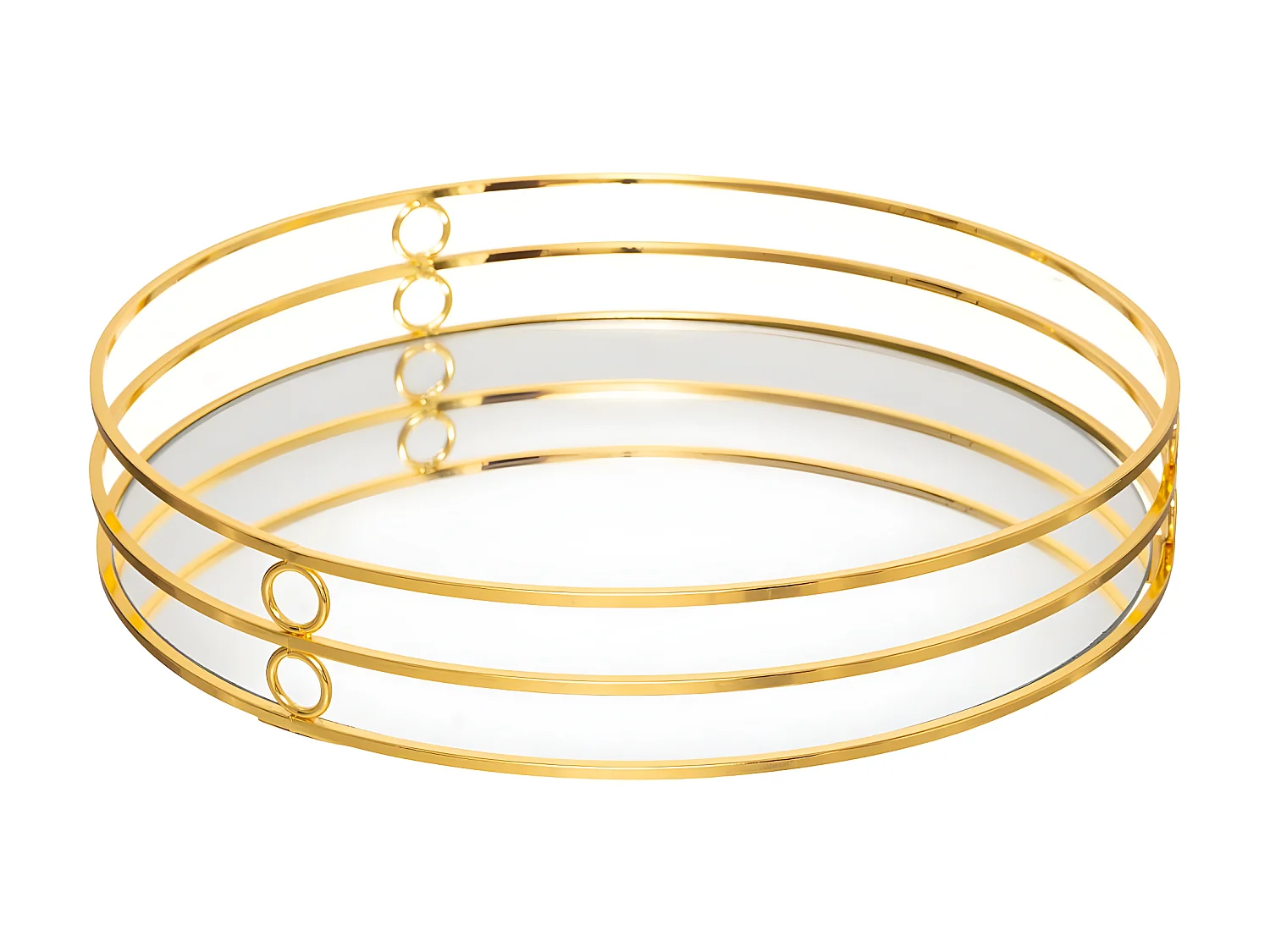 Lot de 2 Plateaux en Métal Doré et Miroir