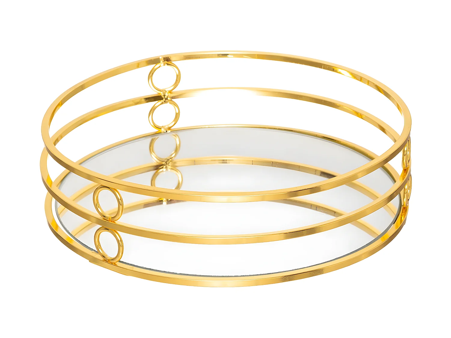 Lot de 2 Plateaux en Métal Doré et Miroir