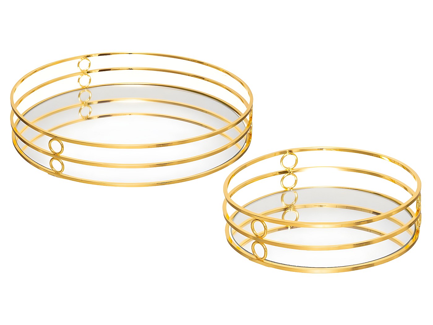 Lot De 2 Plateaux Dorés - Plateau Décoratif Doré - Plateau De