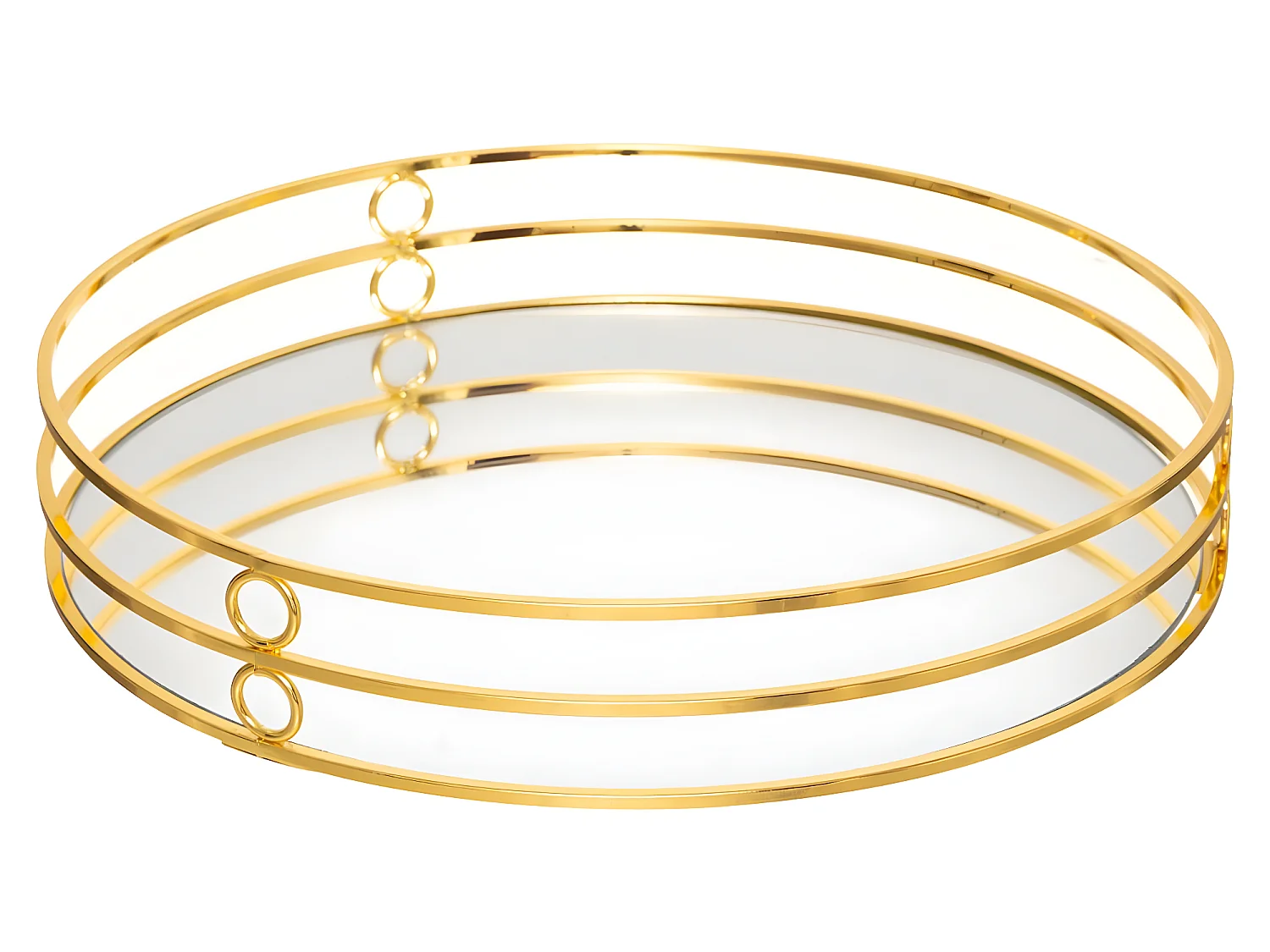 Lot de 2 Plateaux en Métal Doré et Miroir