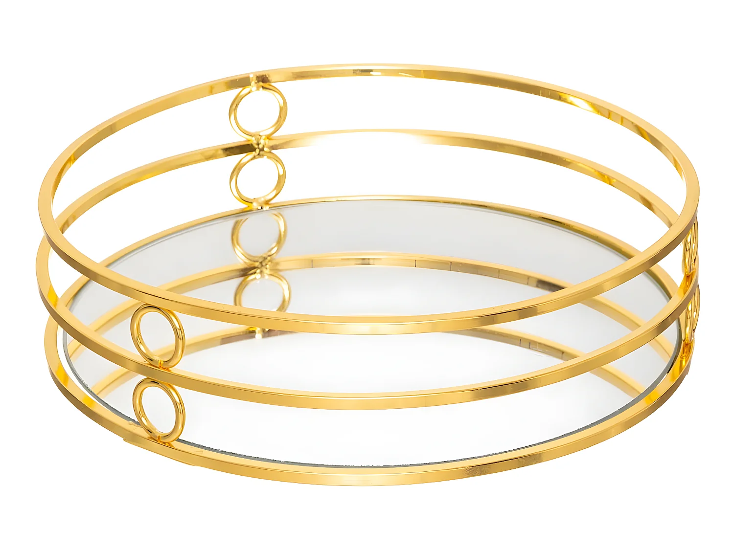 Lot de 2 Plateaux en Métal Doré et Miroir