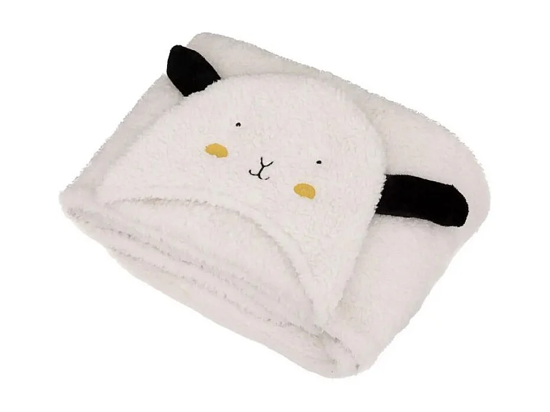 Plaid à Capuche Enfant "Oasis" 100x130cm Noir & Blanc