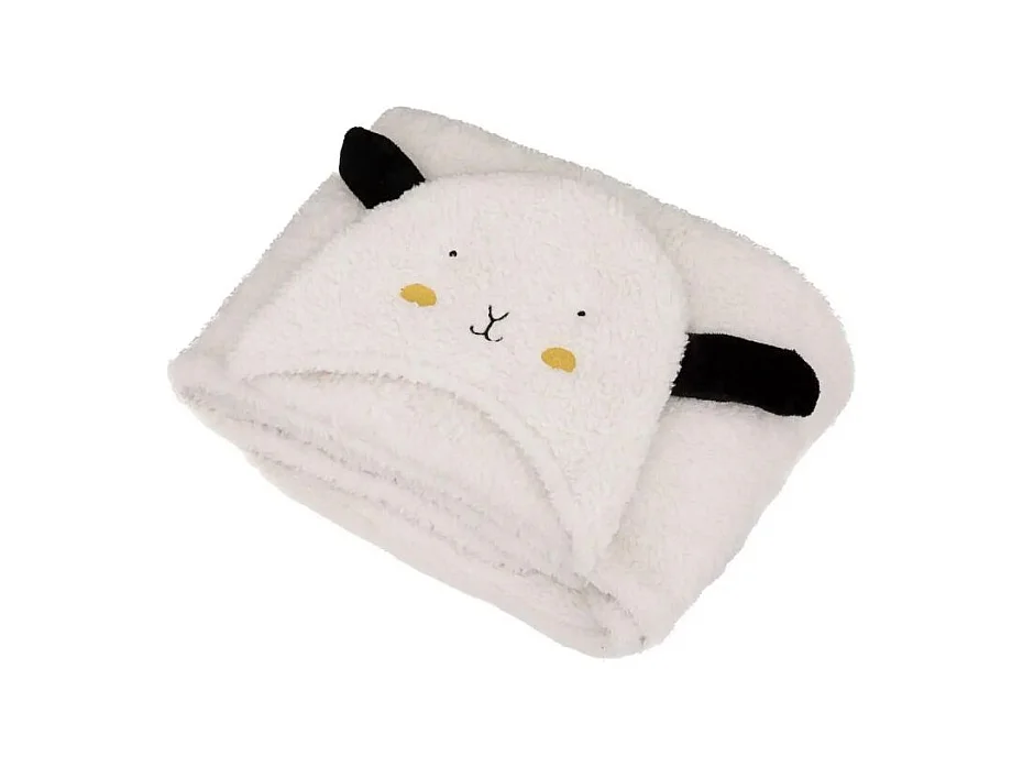 Plaid à Capuche Enfant "Oasis" 100x130cm Noir & Blanc