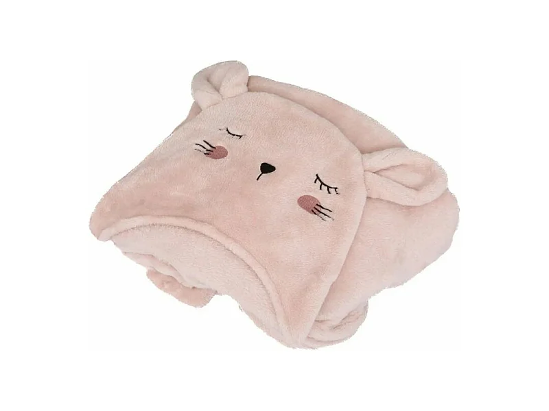 Plaid à Capuche Enfant "Campagne" 100x130cm Rose