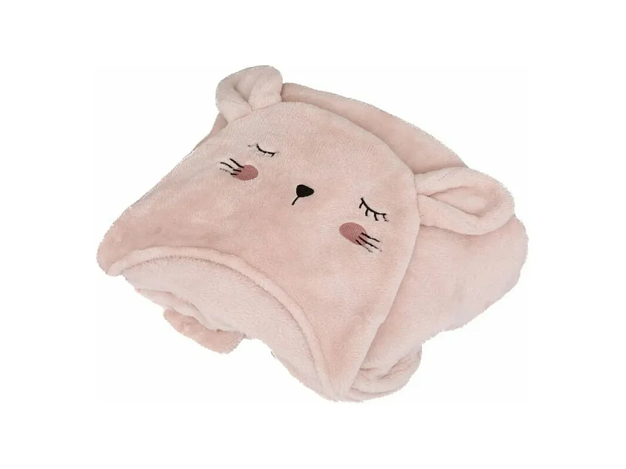 Plaid à Capuche Enfant "Campagne" 100x130cm Rose