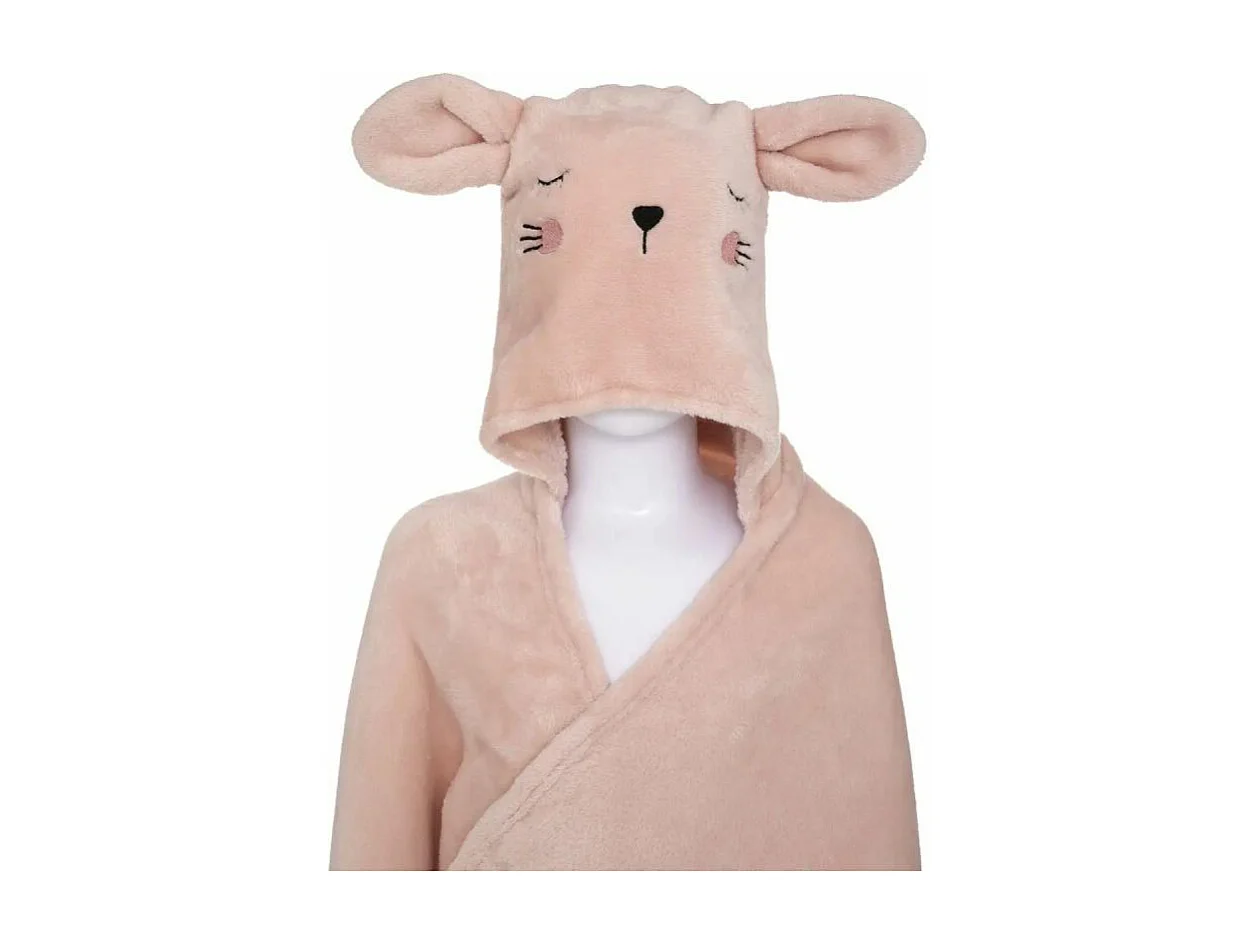 Plaid à Capuche Enfant "Campagne" 100x130cm Rose