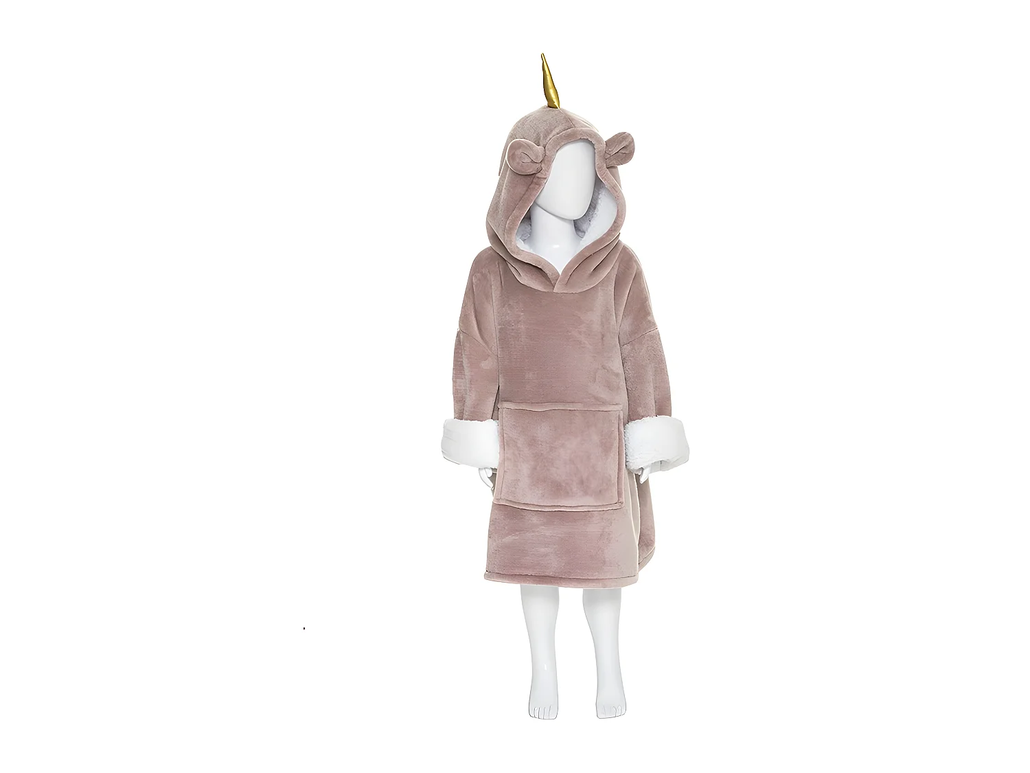 Plaid Sweat Capuche Enfant "Licorne" 60x95cm Rose