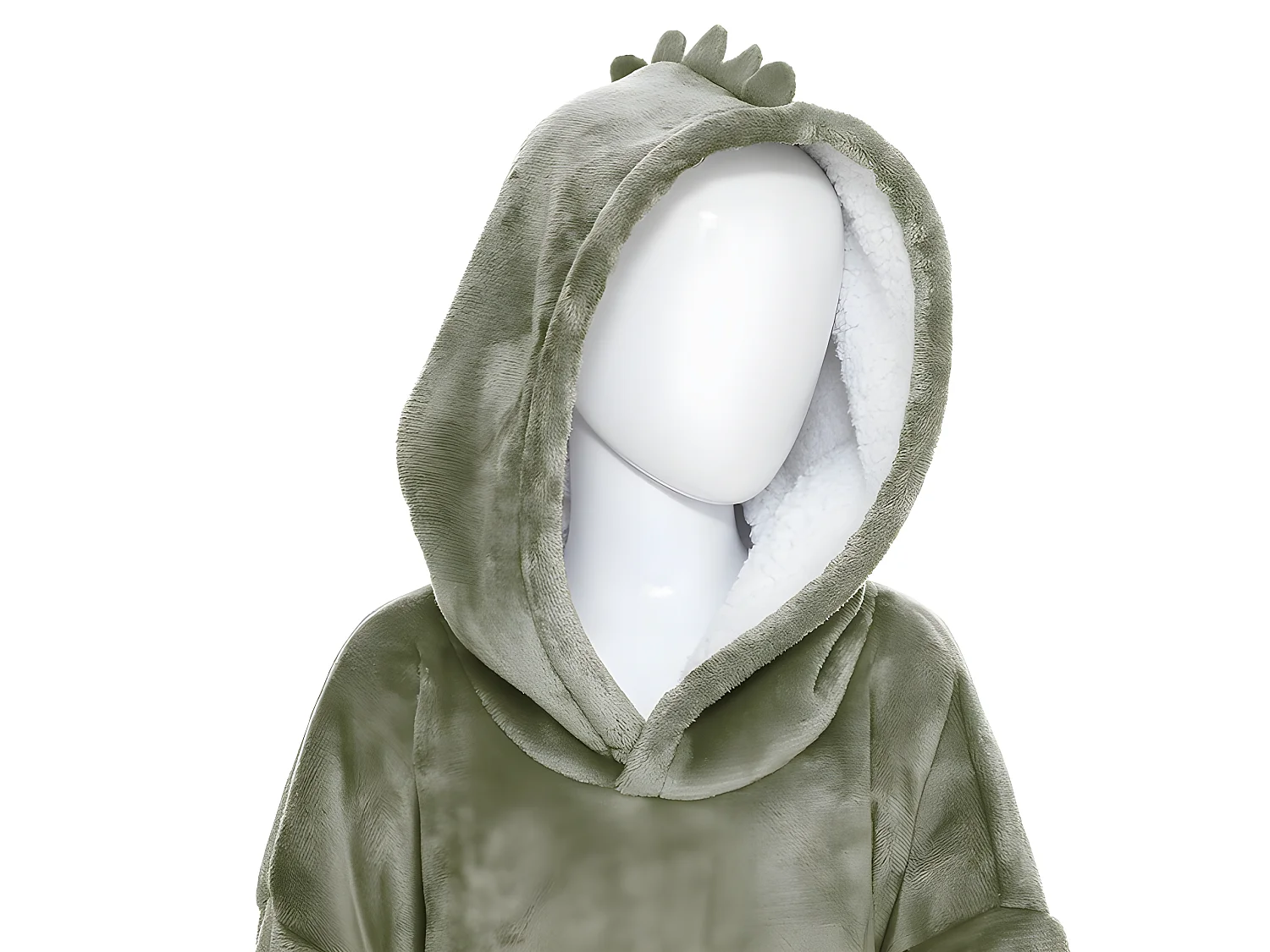 Plaid Sweat Capuche Enfant "Dino" 60x95cm Vert