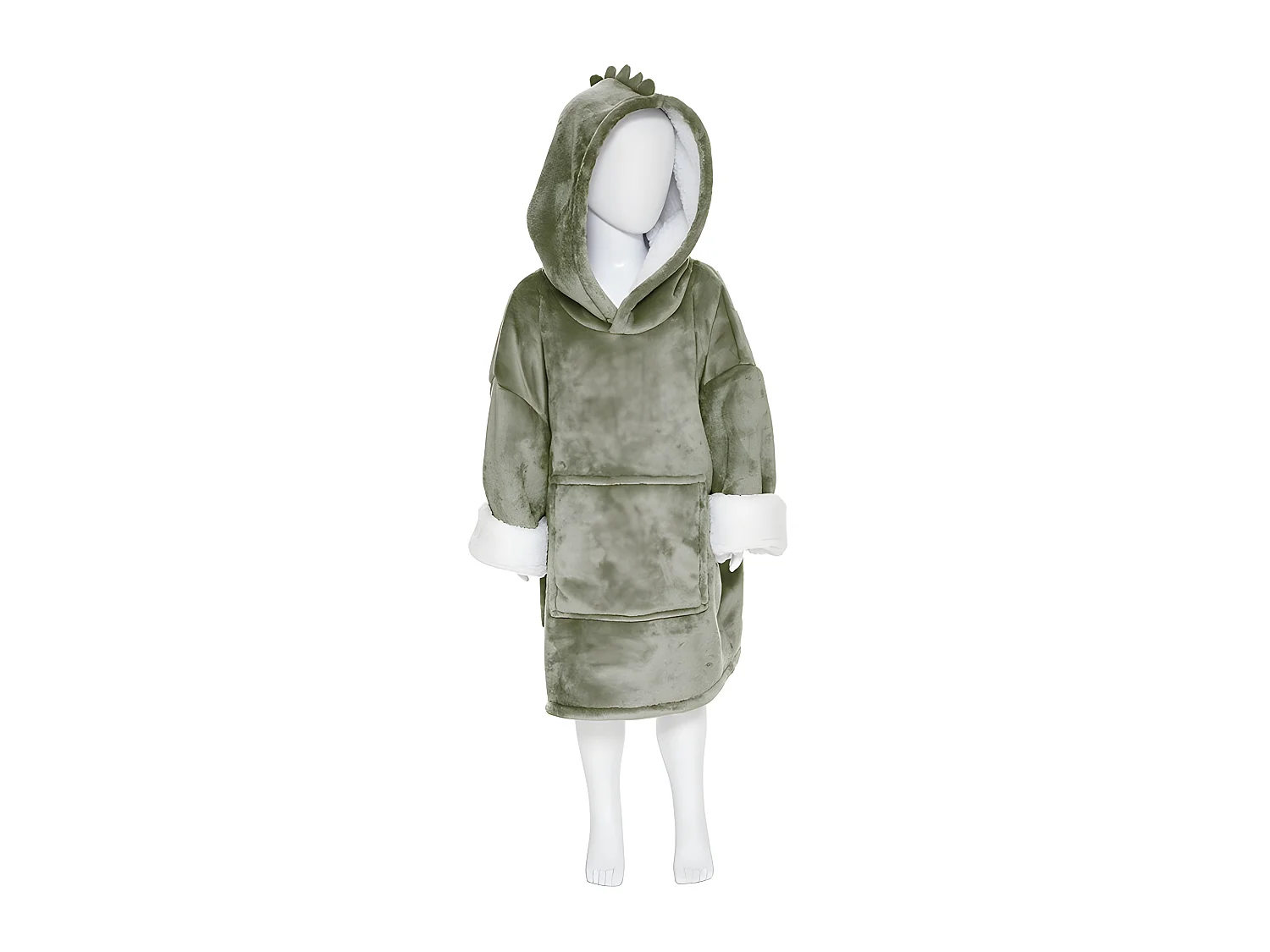 Plaid Sweat Capuche Enfant "Dino" 60x95cm Vert