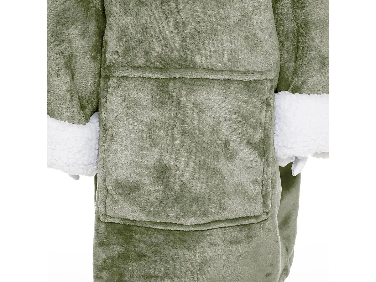 Plaid Sweat Capuche Enfant "Dino" 60x95cm Vert