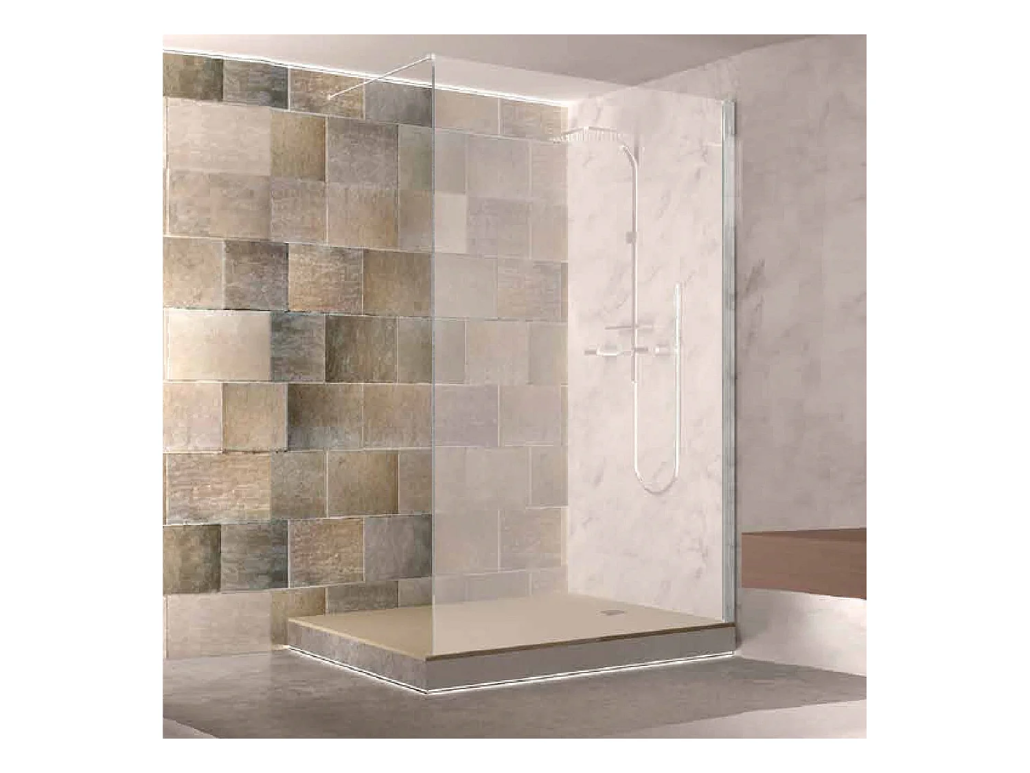 Panel fijo de ducha WALK IN Perfil Cromado Grosor Cristal 8 mm