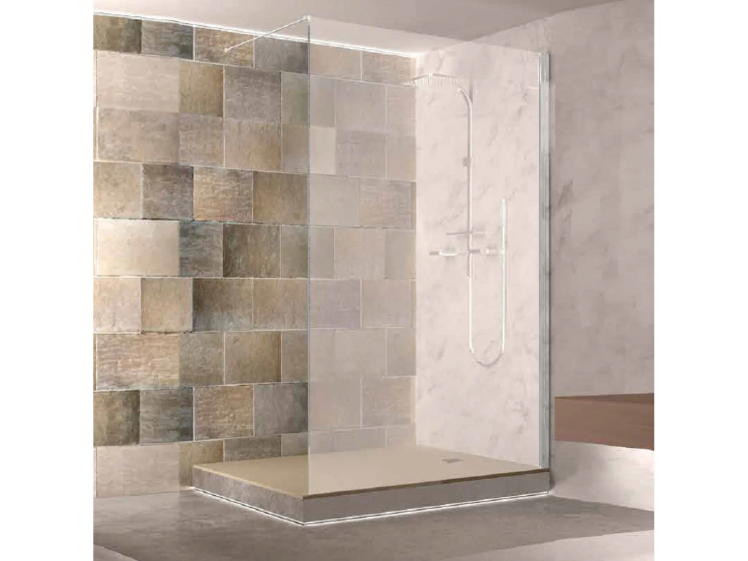 Panel fijo de ducha WALK IN Perfil Cromado Grosor Cristal 8 mm