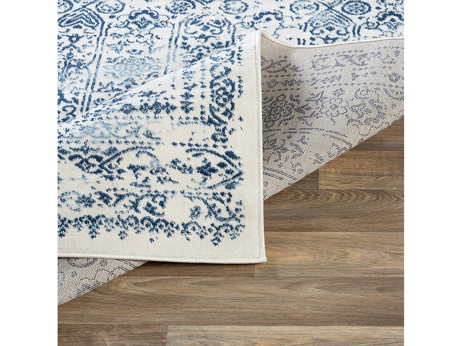 Tapis Vintage Oriental - Bleu/Blanc - 160x215cm - VICKY