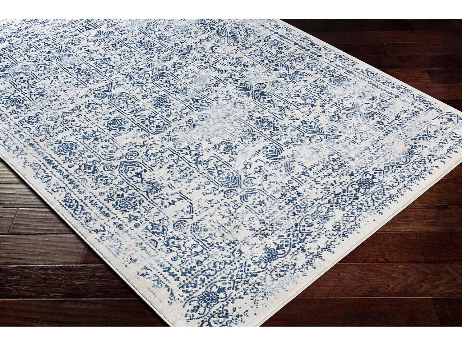Tapis Vintage Oriental - Bleu/Blanc - 160x215cm - VICKY
