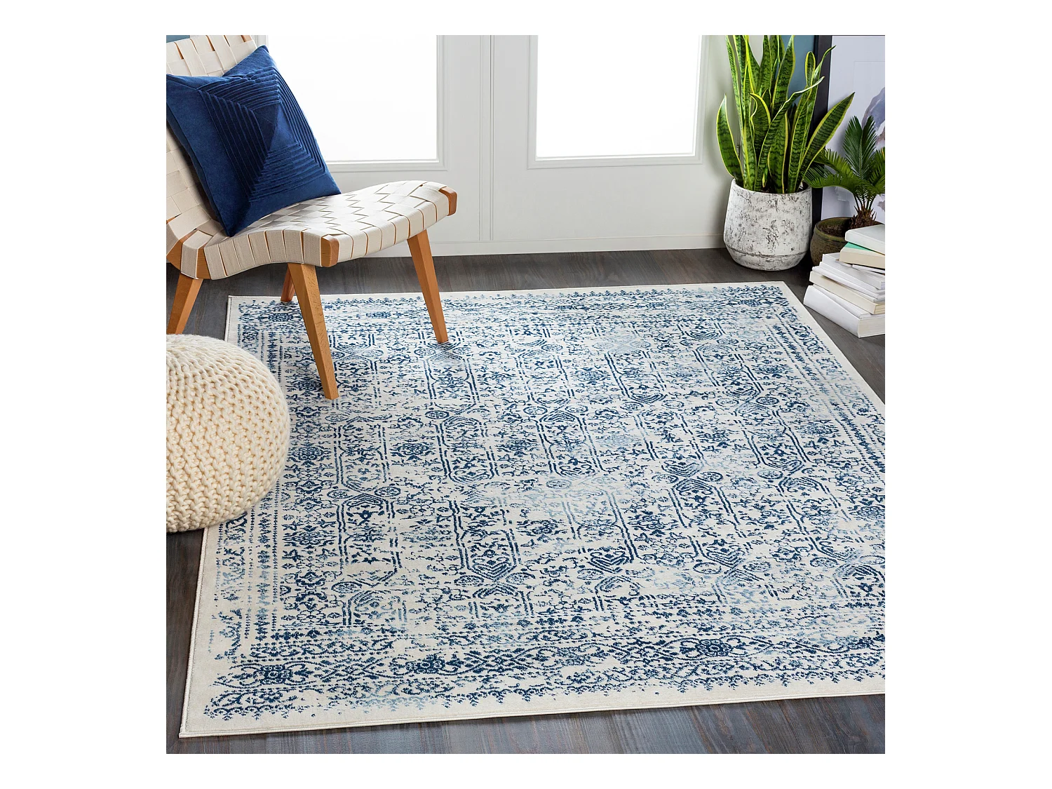 Vintage Oosters Tapijt - Blauw/Wit - 160x215cm - VICKY