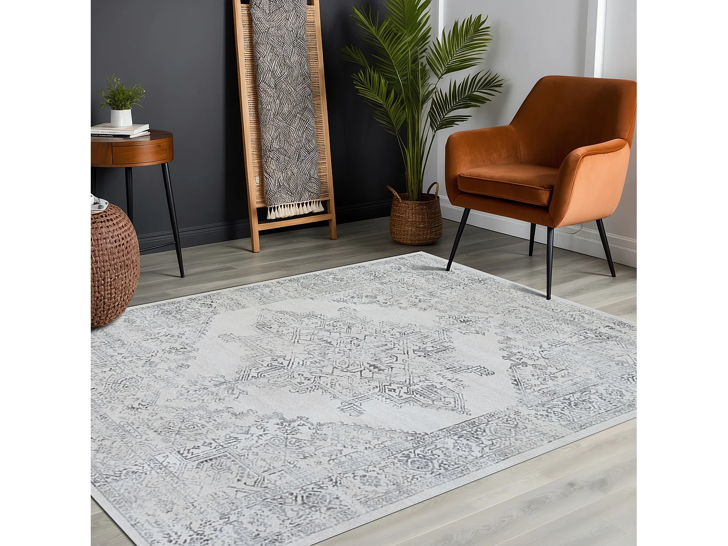 Tapis Vintage Oriental - Blanc/Gris - 120x170cm - CEREN