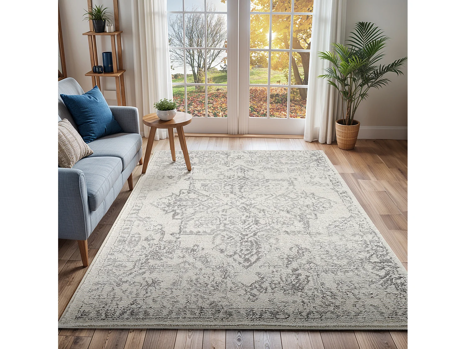 Tapis Vintage Oriental - Blanc/Gris - 120x170cm - CEREN