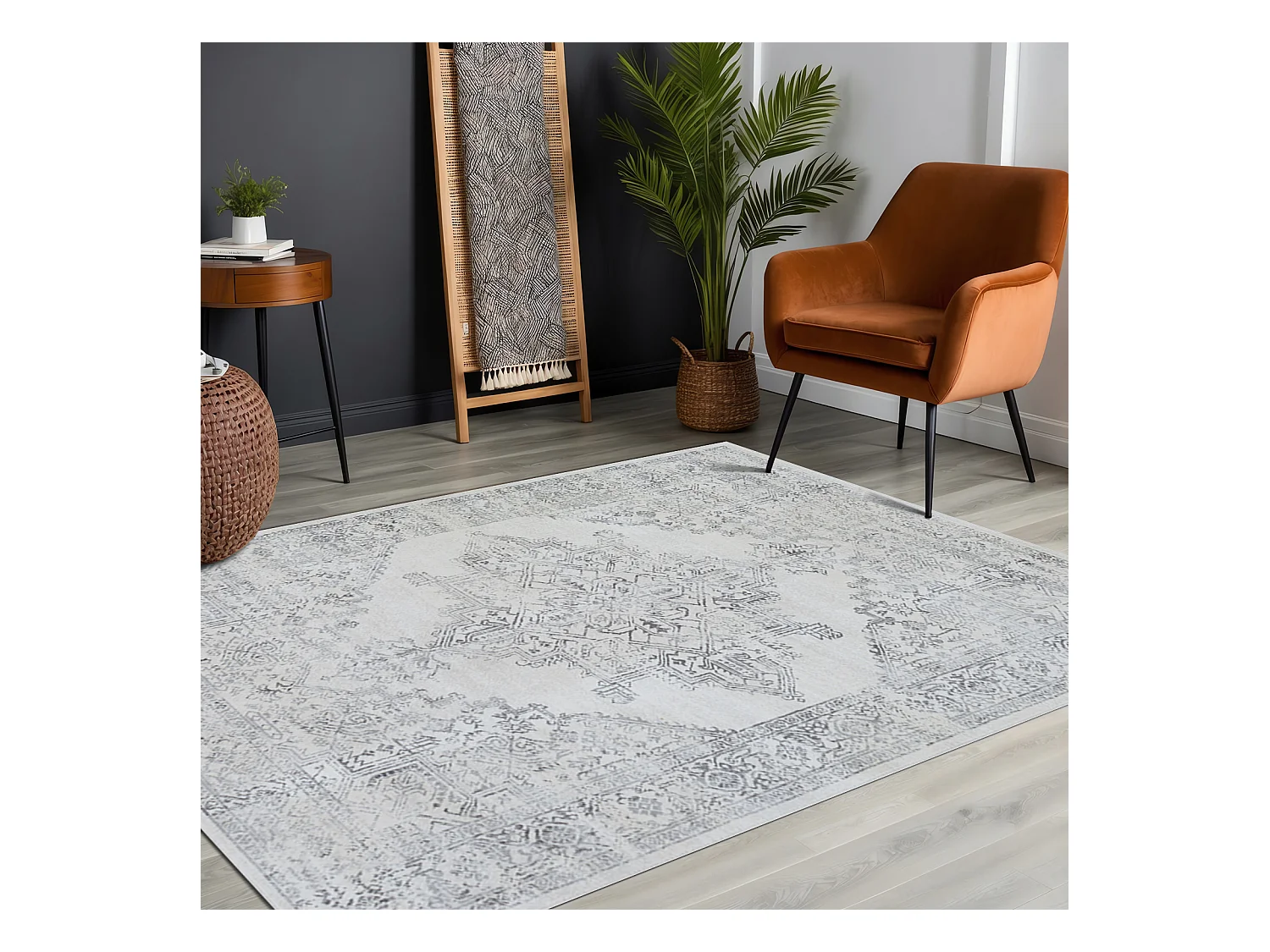 Vintage Oosters Tapijt - Wit/Grijs - 120x170cm - CEREN