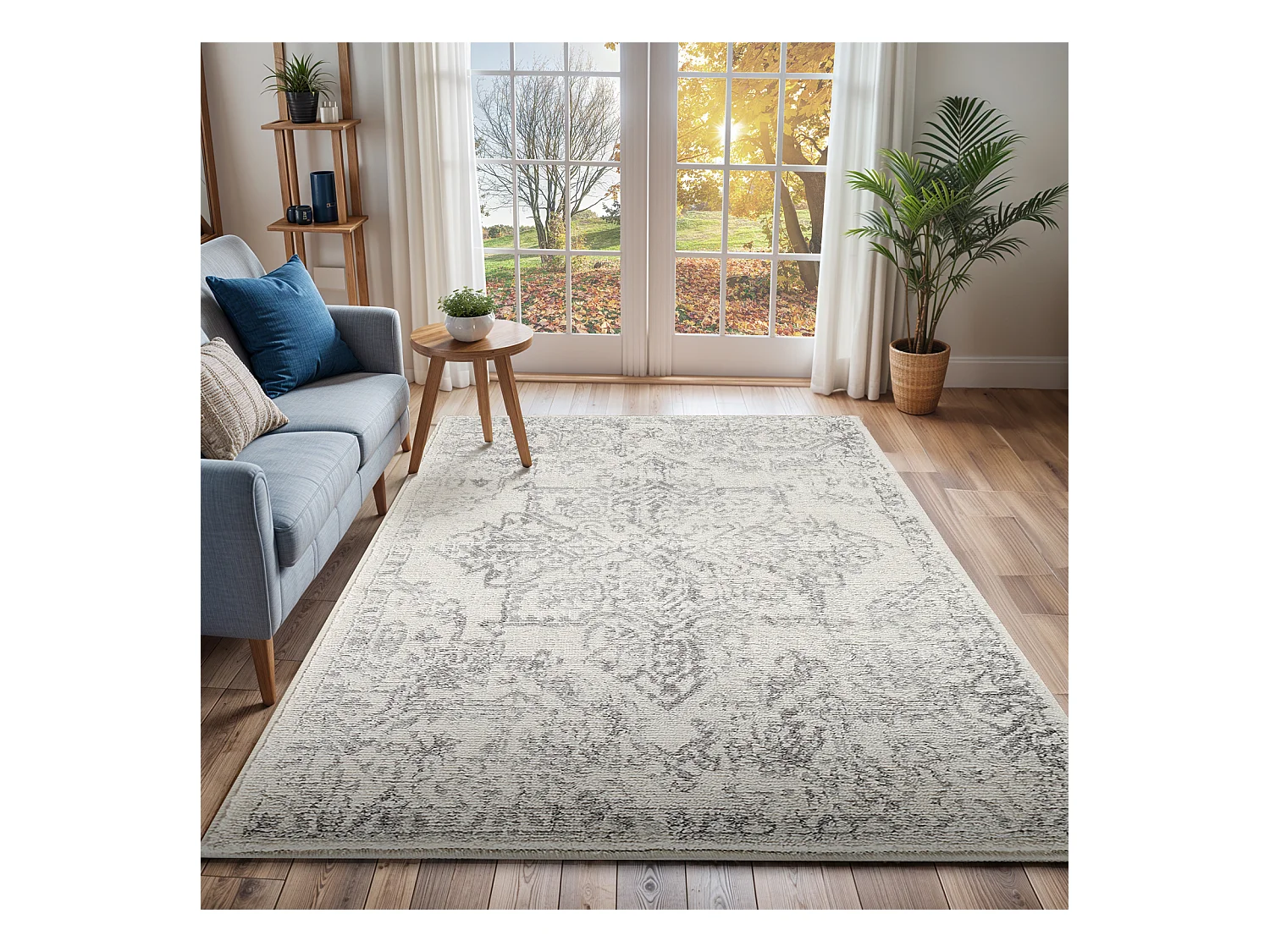 Vintage Oosters Tapijt - Wit/Grijs - 120x170cm - CEREN