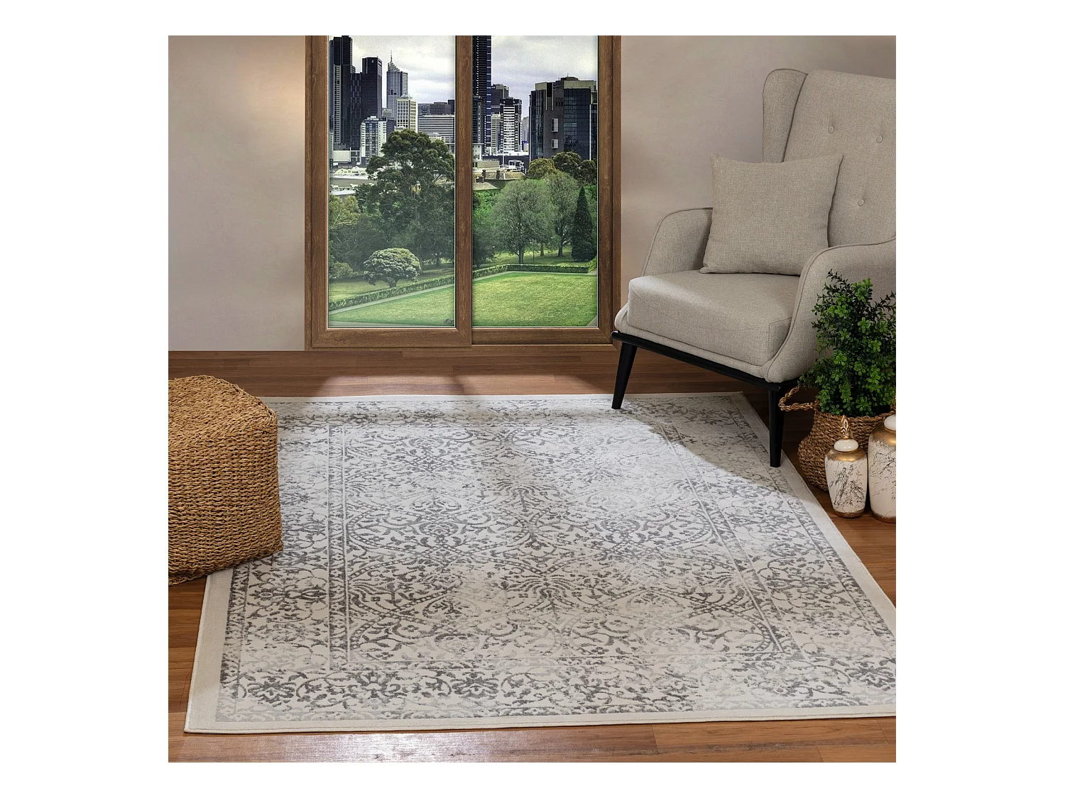 Vintage Oosters Tapijt - Grijs/Ivoor - 200x275cm - HAZEL