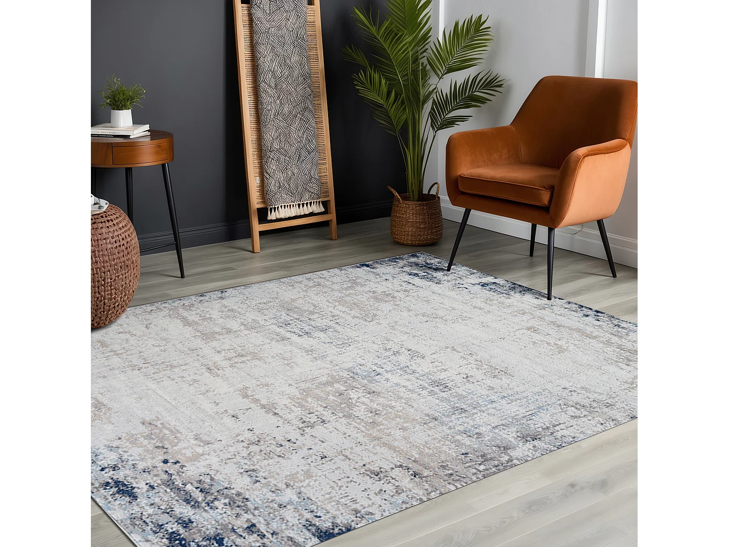 Modern Abstract Tapijt - Grijs/Blauw - 120x170cm - ALIX