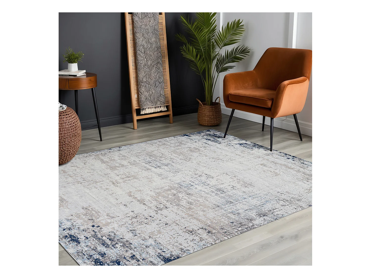 Modern Abstract Tapijt - Grijs/Blauw - 120x170cm - ALIX