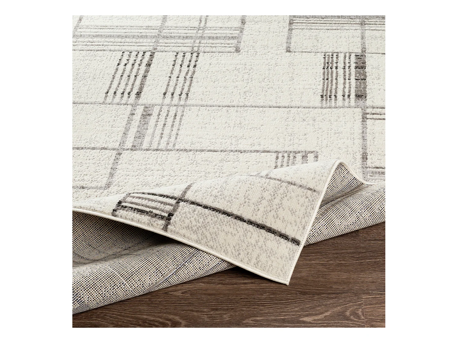 Alfombra Escandinava Moderna - Blanco/Gris - 200x275cm - ALEXIA