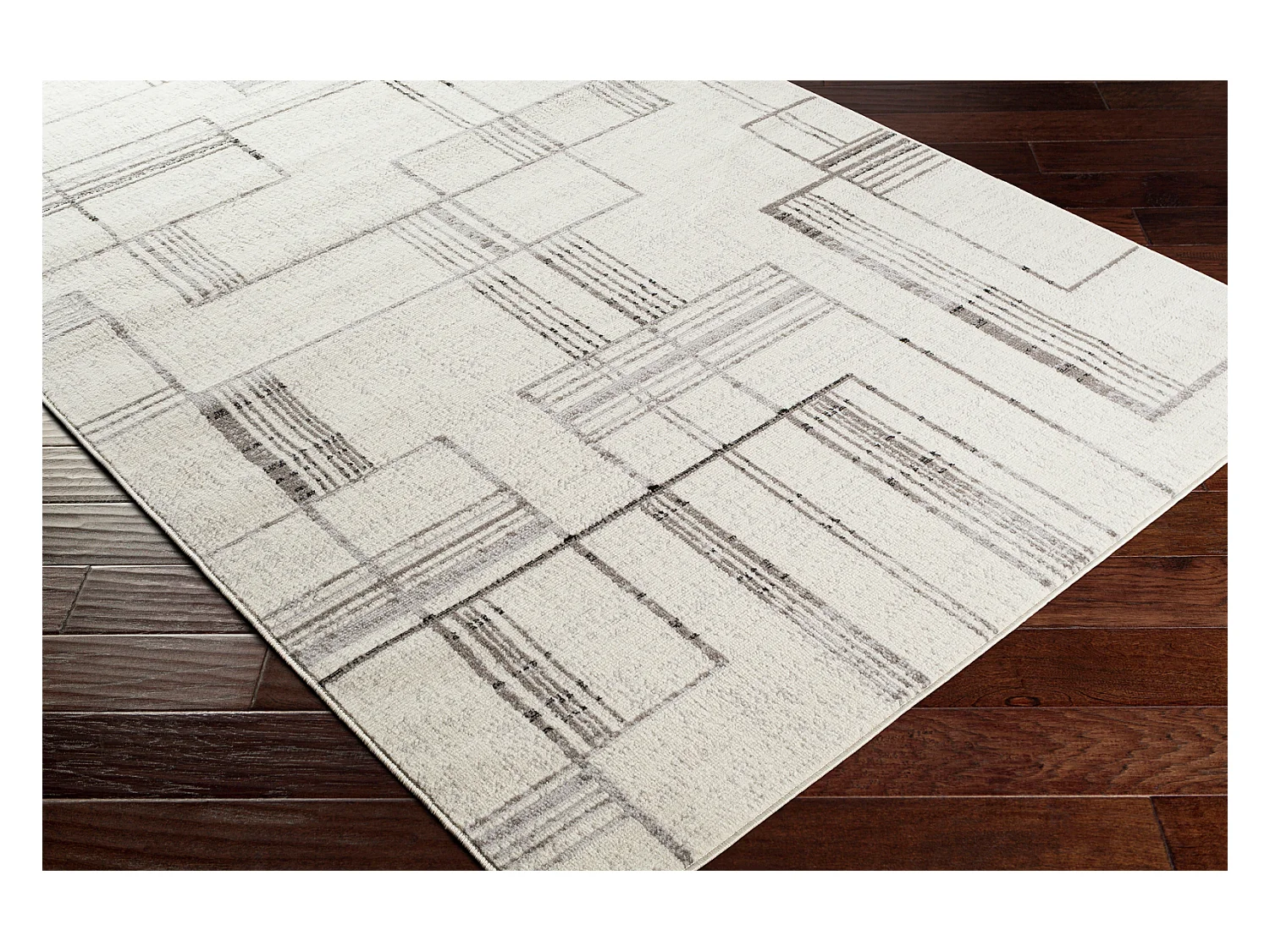 Alfombra Escandinava Moderna - Blanco/Gris - 200x275cm - ALEXIA