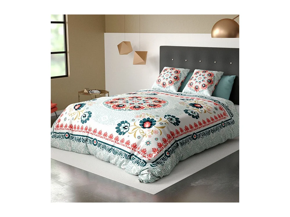 Housse de couette 240x260 cm + 2 taies d'oreiller 100% Coton 47 fils Camelia