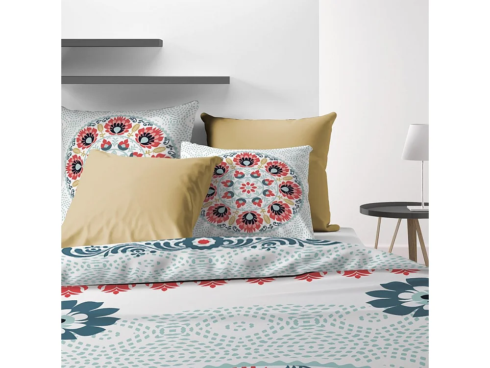 Housse de couette 240x260 cm + 2 taies d'oreiller 100% Coton 47 fils Camelia