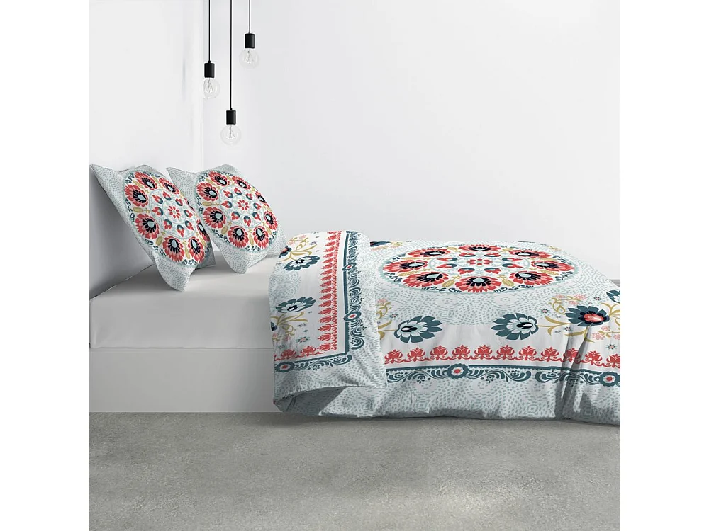 Housse de couette 240x260 cm + 2 taies d'oreiller 100% Coton 47 fils Camelia