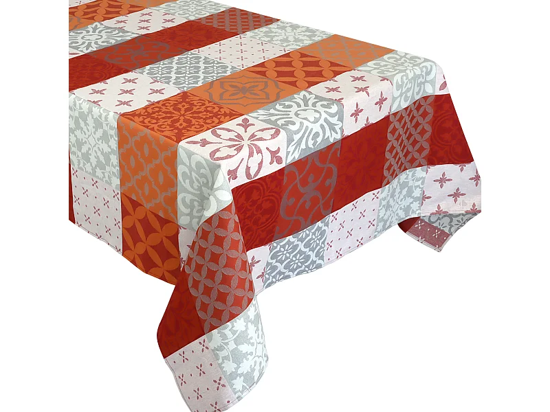 nappe rectangle 170x350 cm jacquard CARCES rouge