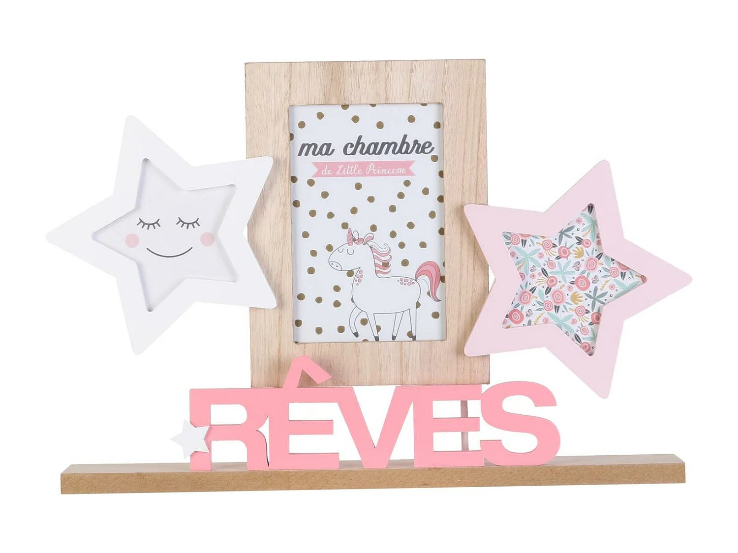 Pêle-Mêle 3 Photos "Rêves Fille" 36cm Rose