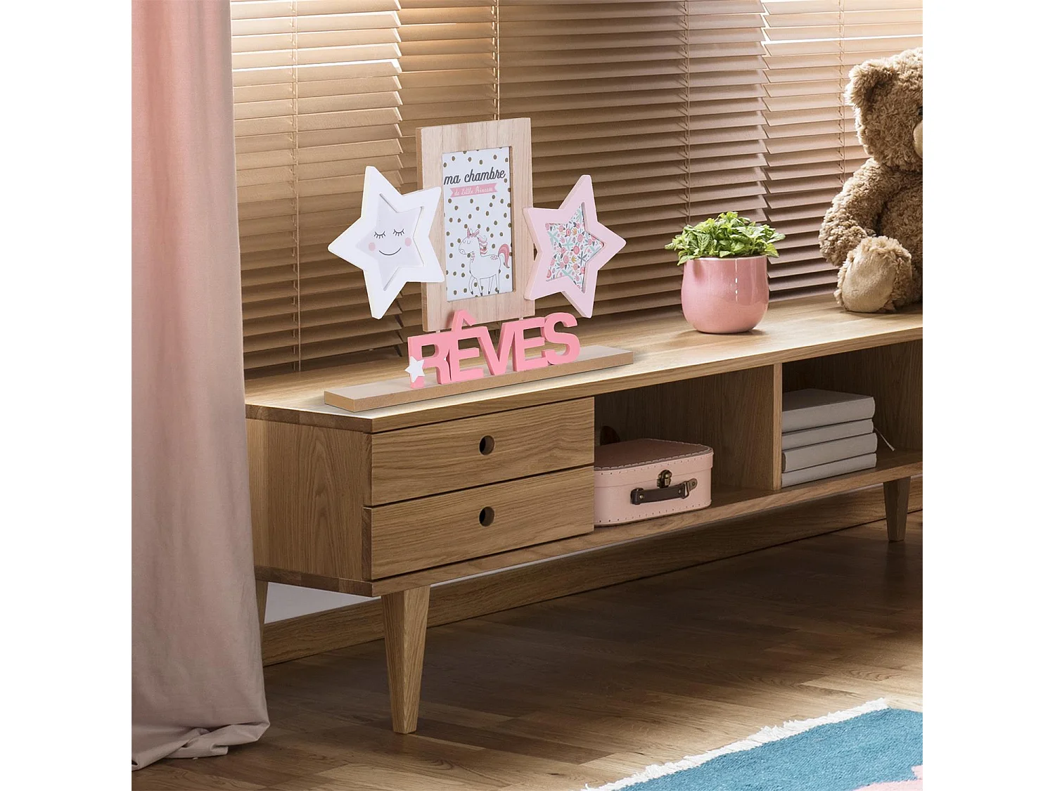 Pêle-Mêle 3 Photos "Rêves Fille" 36cm Rose