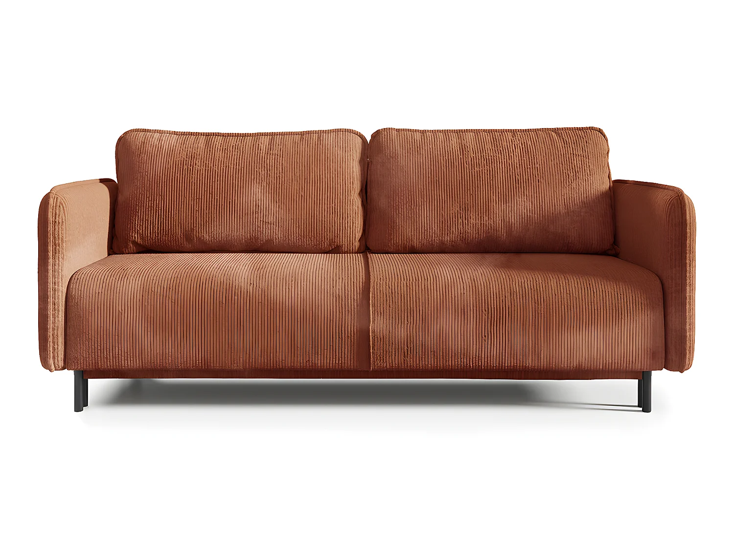 Canapé convertible 3 places avec coffre Robin velours côtelé Orange brique