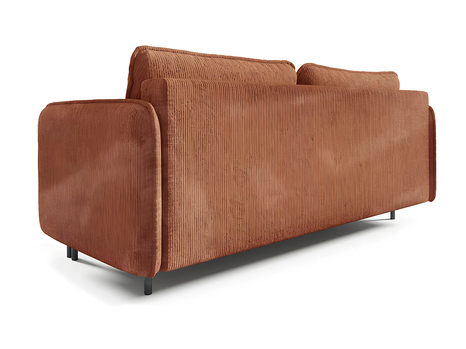 Canapé convertible 3 places avec coffre Robin velours côtelé Orange brique