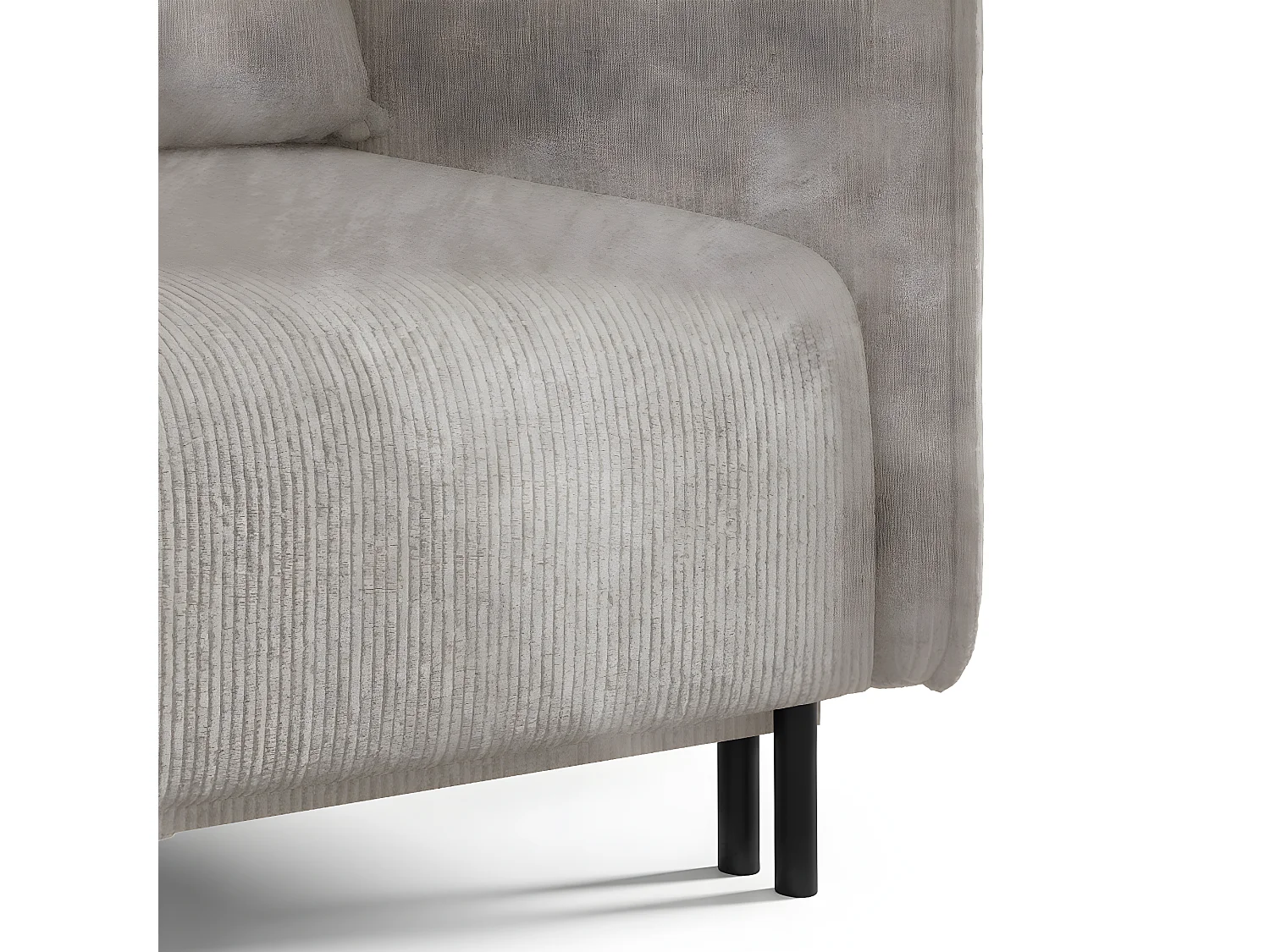 Canapé convertible 3 places avec coffre Robin velours côtelé Blanc cassé