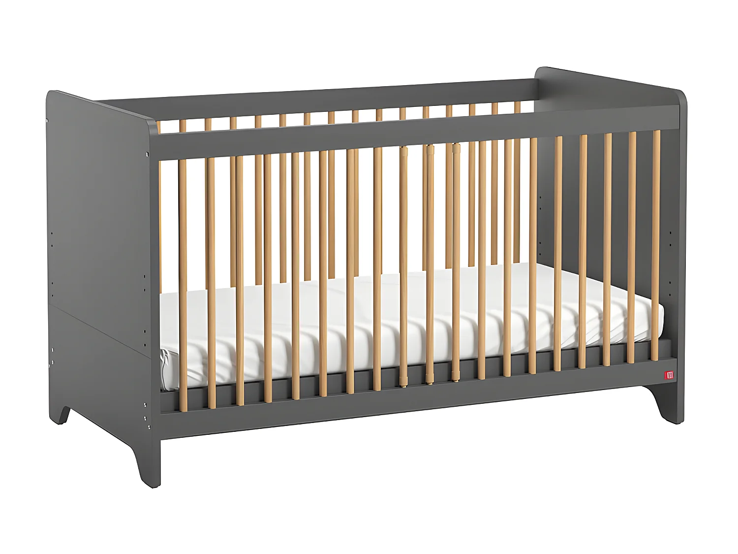 Lit bébé Leaf Gris et bois