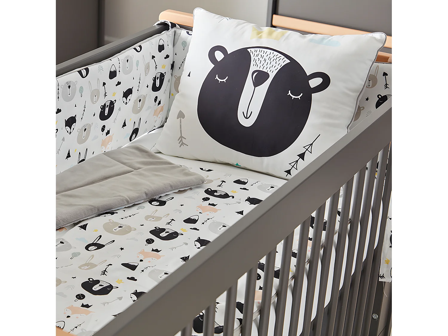 Lit bébé Snap Gris et bois