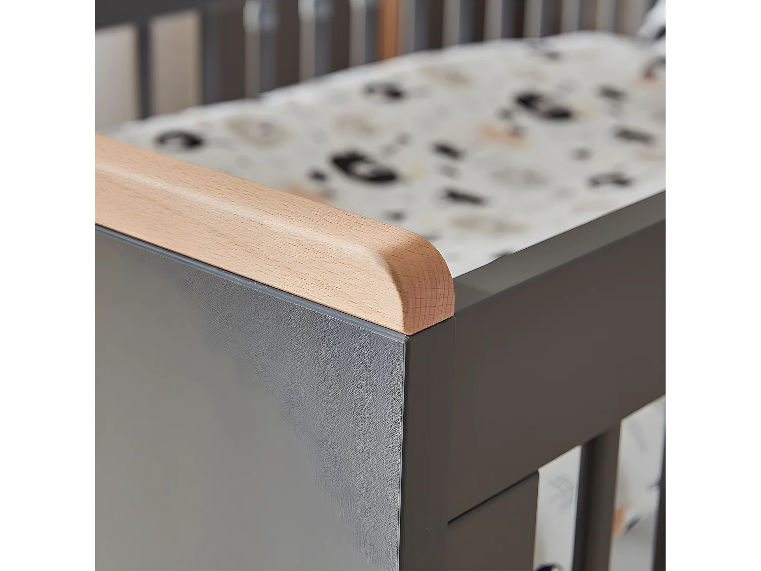 Lit bébé Snap Gris et bois