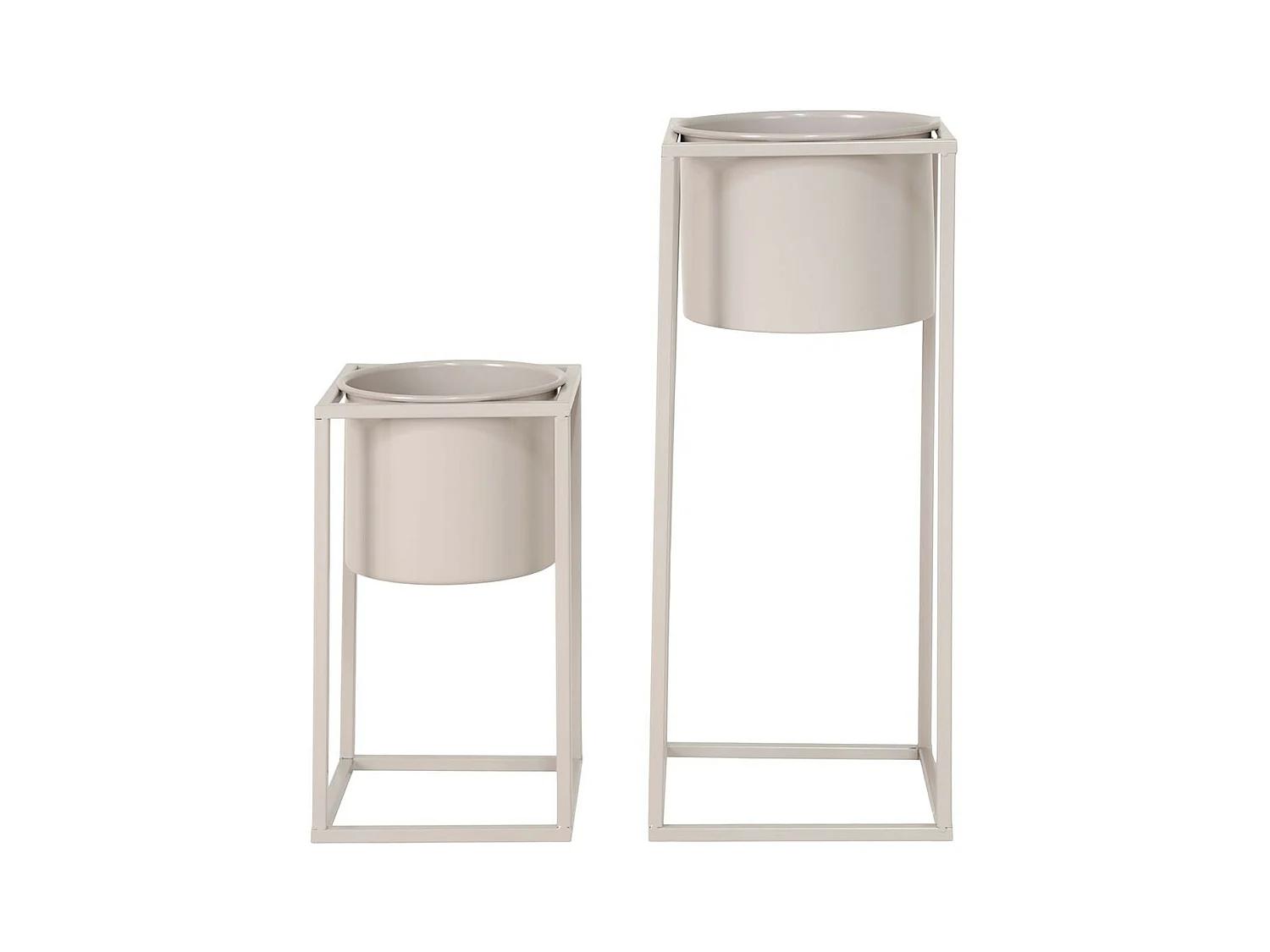 KIUH - Lot de 2 Cache-Pots sur Pieds Métal Greige