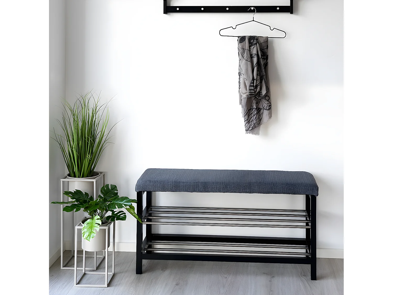 KIUH - Lot de 2 Cache-Pots sur Pieds Métal Greige