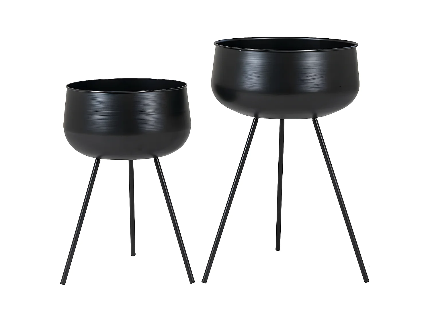 AZOK - Lot de 2 Cache-Pots sur Pieds en Métal Noir