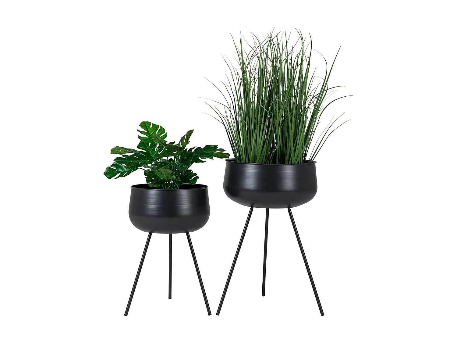 AZOK - Lot de 2 Cache-Pots sur Pieds en Métal Noir