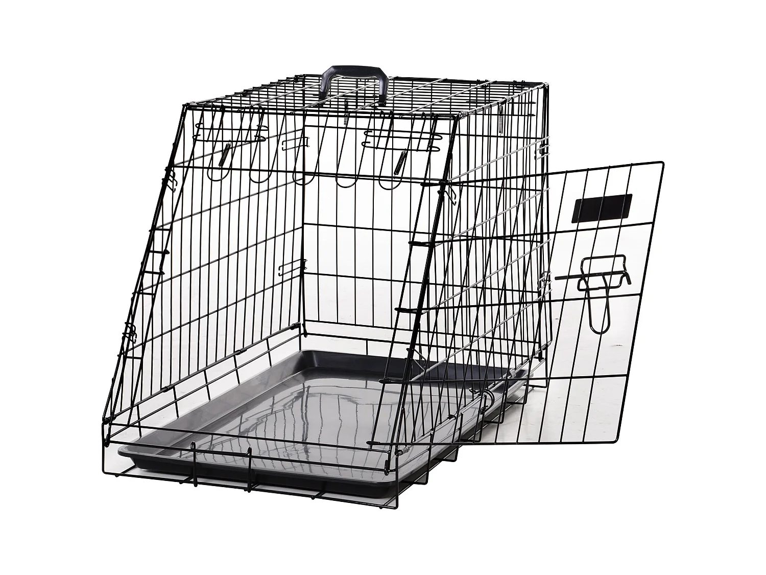 Cage de transport pour chien taille L dim. 76L x 48l x 55H cm métal noir