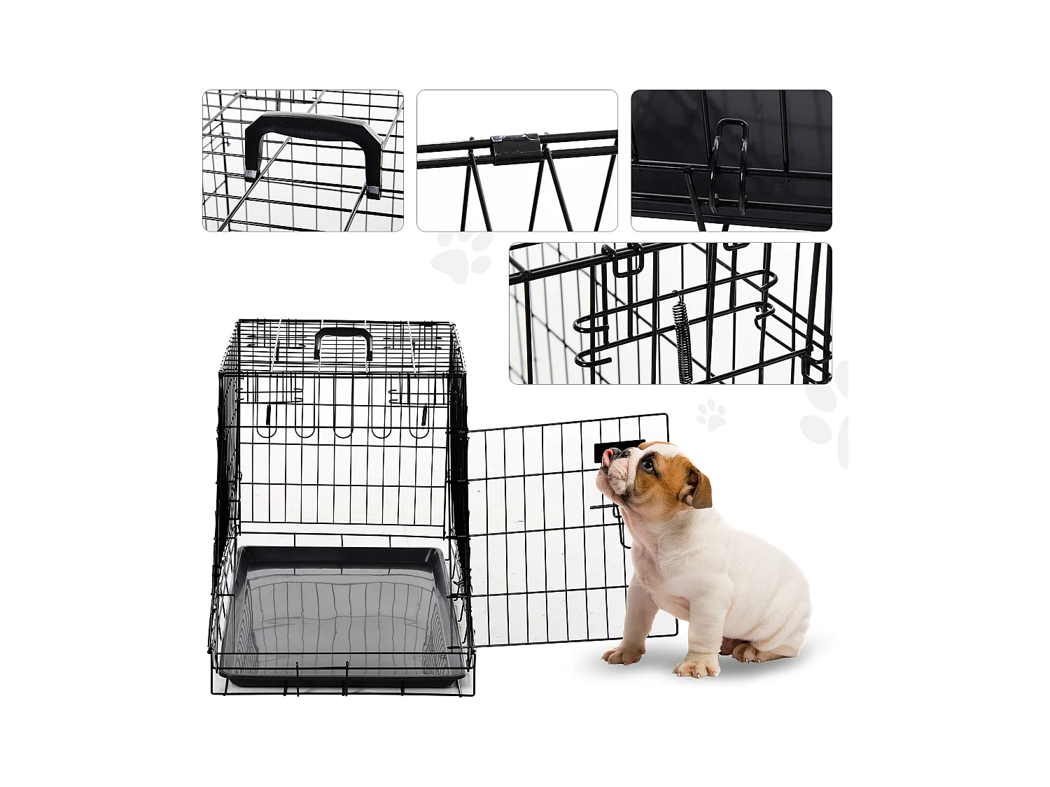 Cage de transport pour chien taille L dim. 76L x 48l x 55H cm métal noir