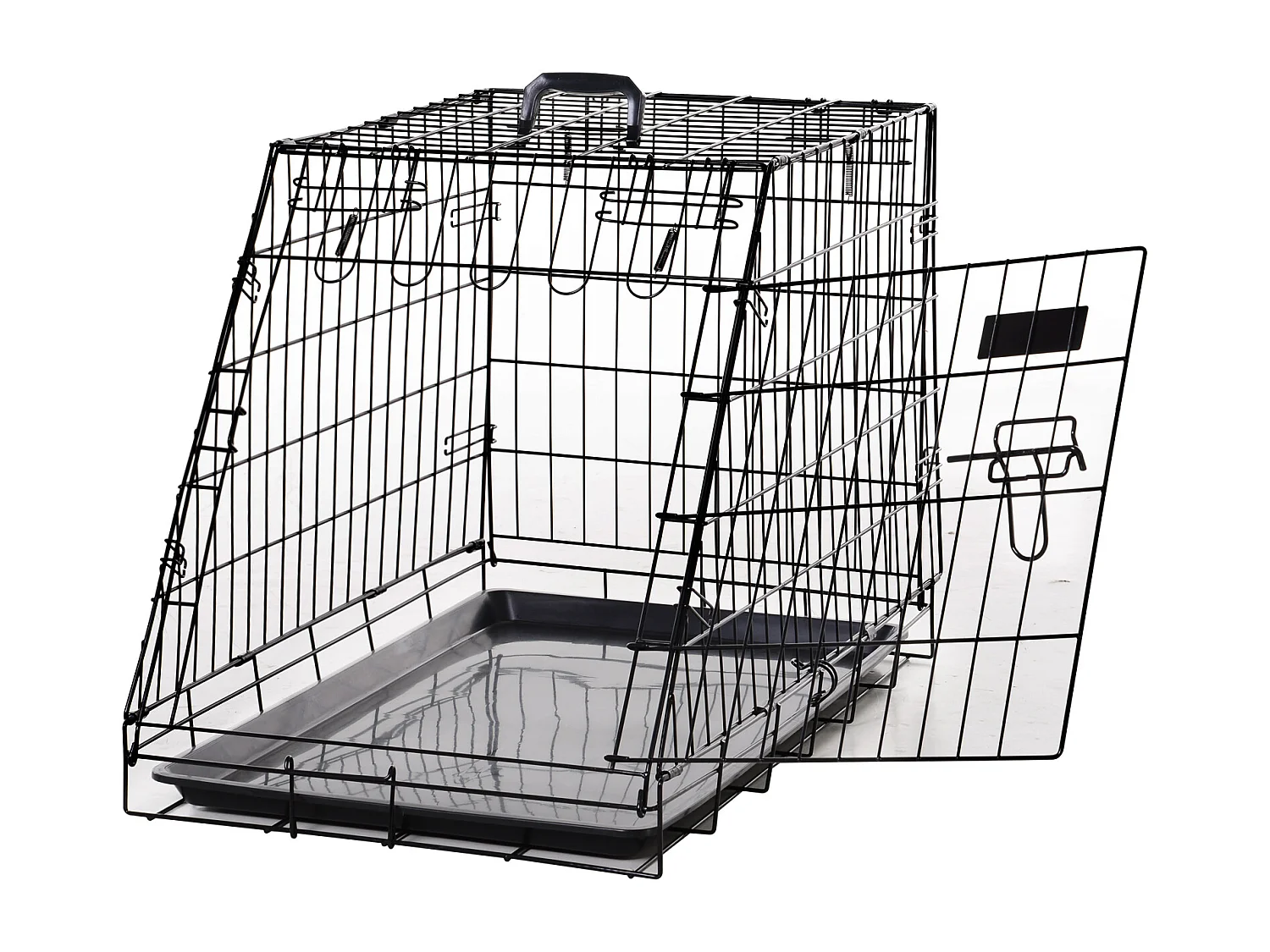 Cage de transport pour chien taille L dim. 76L x 48l x 55H cm métal noir