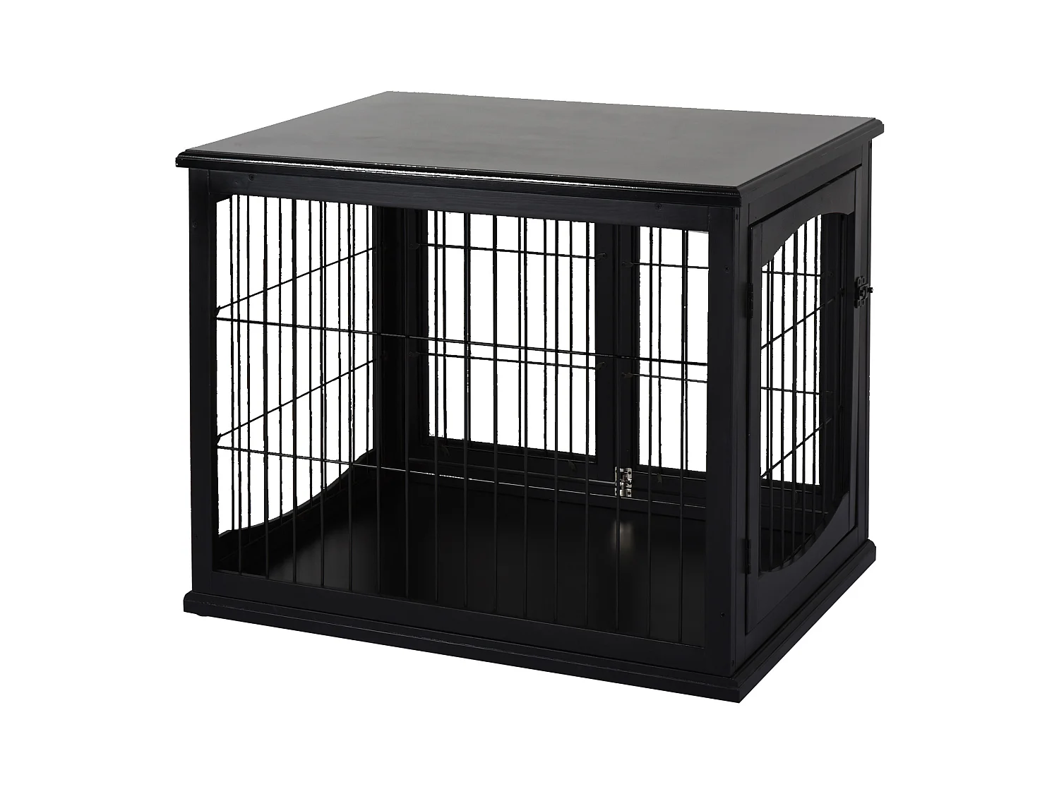 Cage pour chien animaux cage en bois MDF classe E1 3 portes verrouillables max. 30 Kg dim. 81L x 58l x 66H cm noir