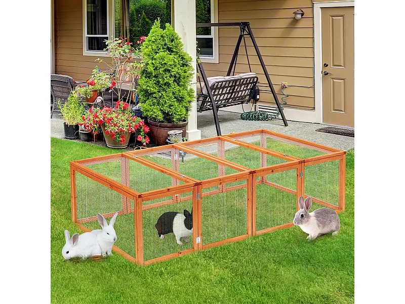 Clapier cage à lapins extérieur intérieur 2 portes supérieures 181L x 100l x 48H cm bois massif pin