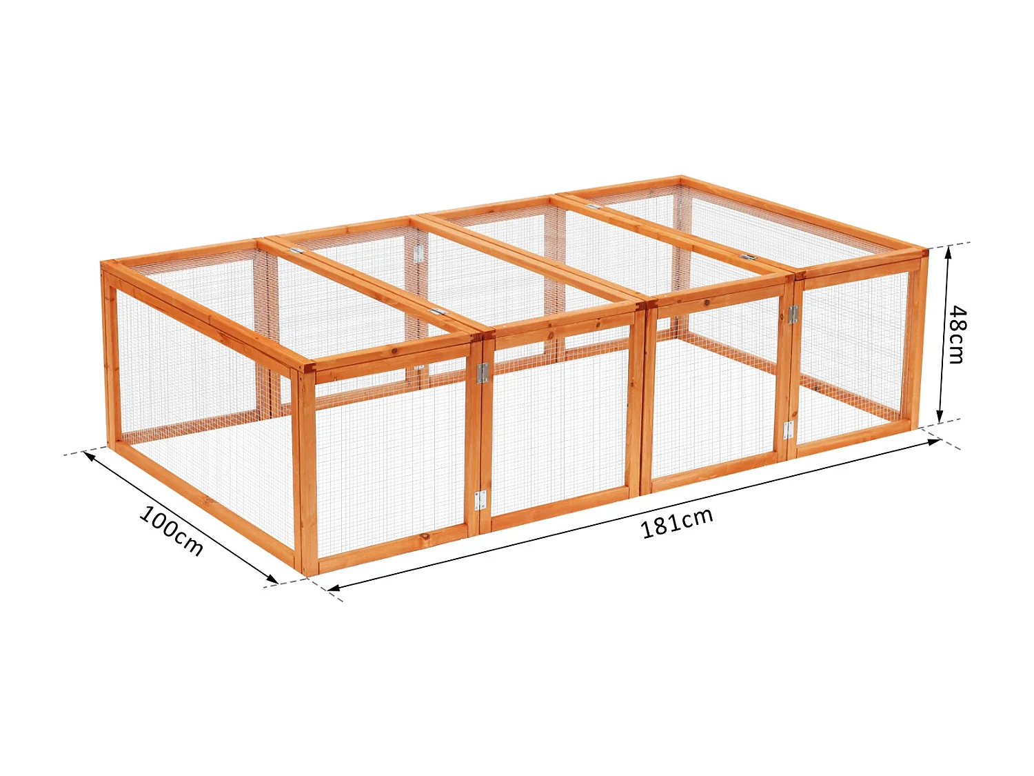 Clapier cage à lapins extérieur intérieur 2 portes supérieures 181L x 100l x 48H cm bois massif pin